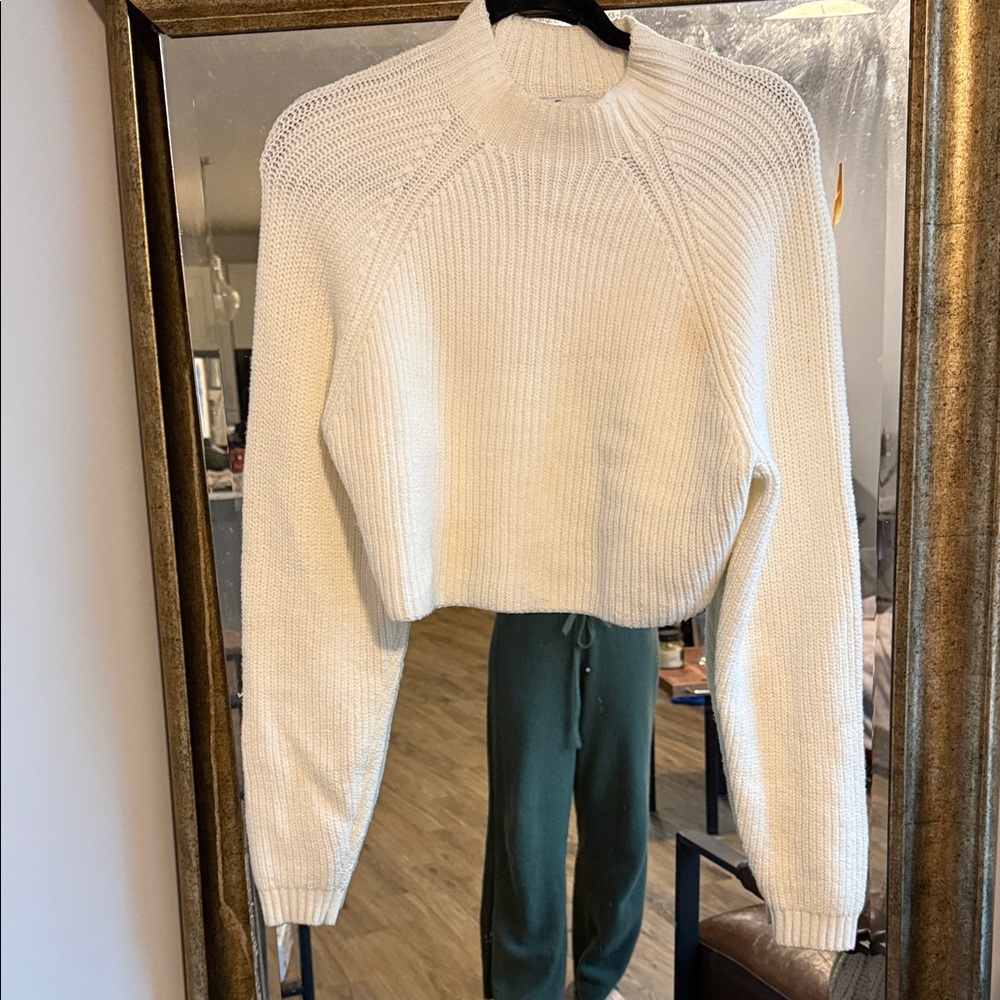 Hollister Cream Cropped Cowl Neck Sweater